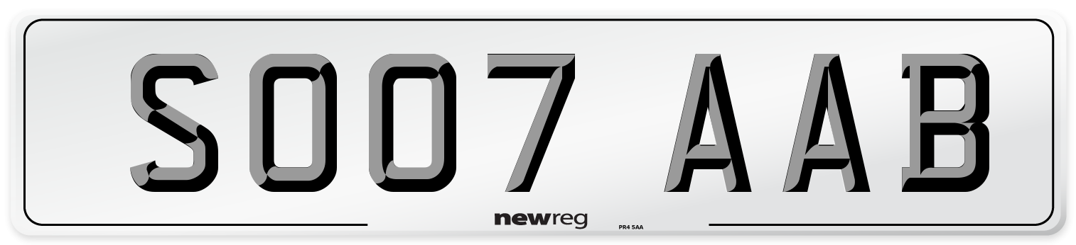 SO07 AAB Number Plate from New Reg